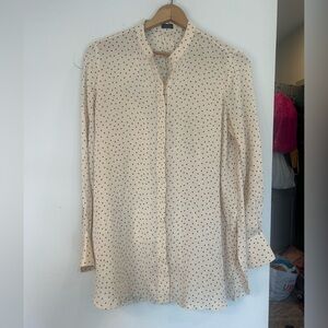 Joseph Carla 100% Silk Cream Heart Spot Blouse Long Sleeve Quiet Luxury XL